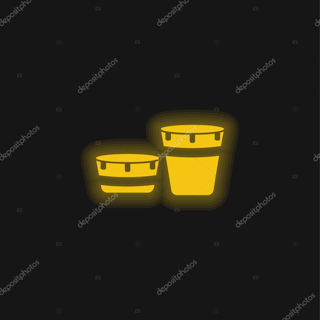 African Drum Set With Design yellow glowing neon icon
