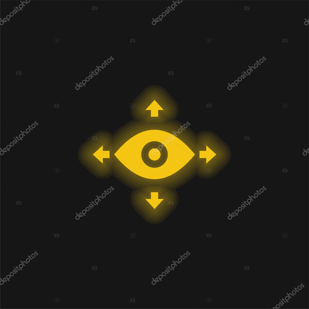 360 View yellow glowing neon icon