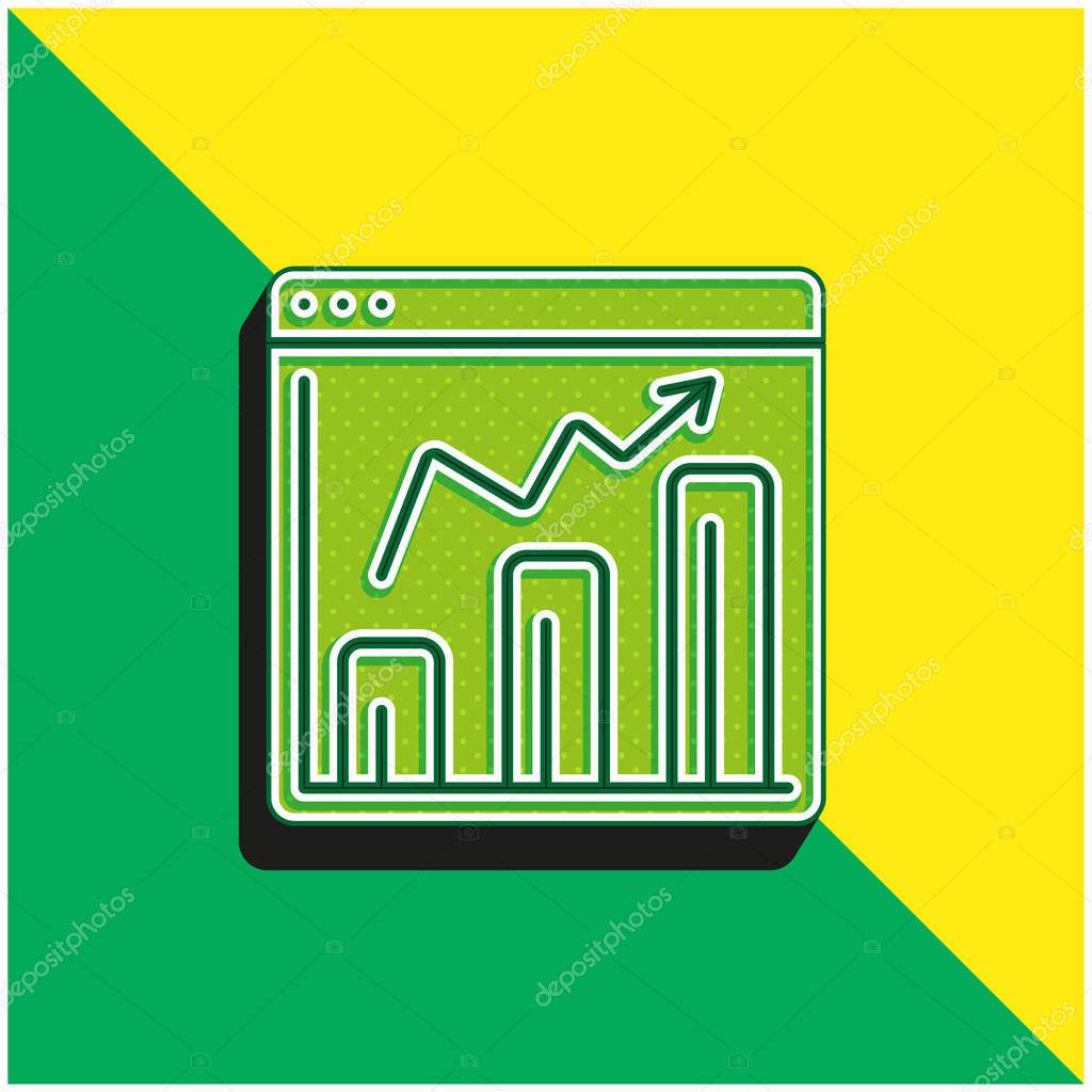 Analytics Green and yellow modern 3d vector icon logo