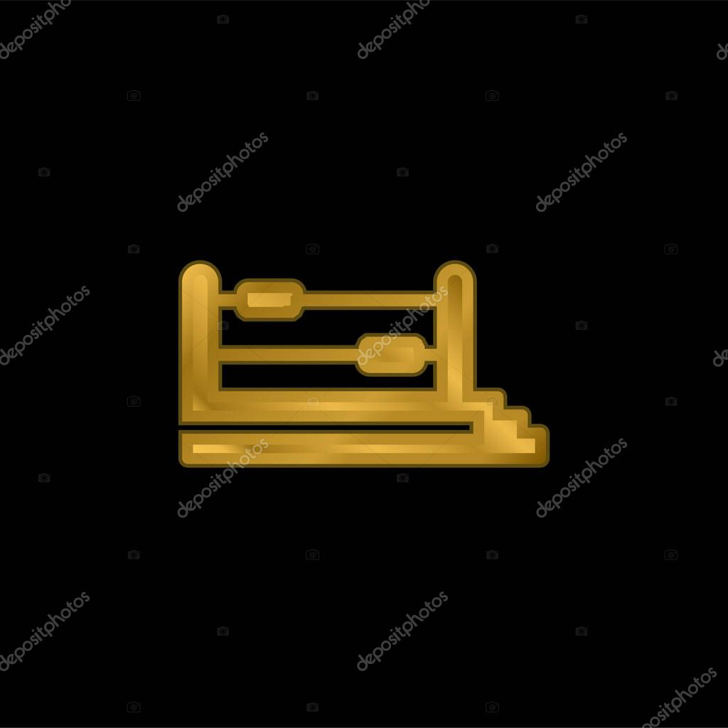 Boxing Ring gold plated metalic icon or logo vector