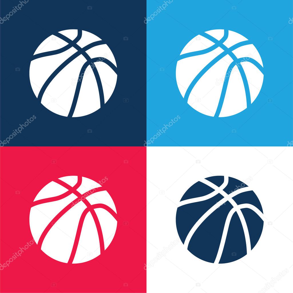 Ball Of Basketball blue and red four color minimal icon set