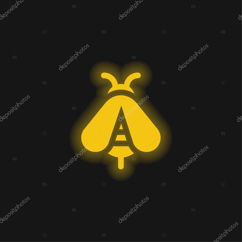 Bee yellow glowing neon icon