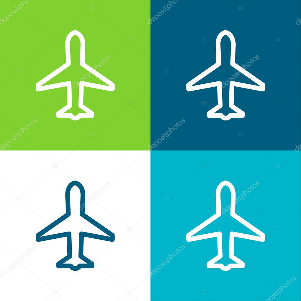 Basic Plane Flat four color minimal icon set