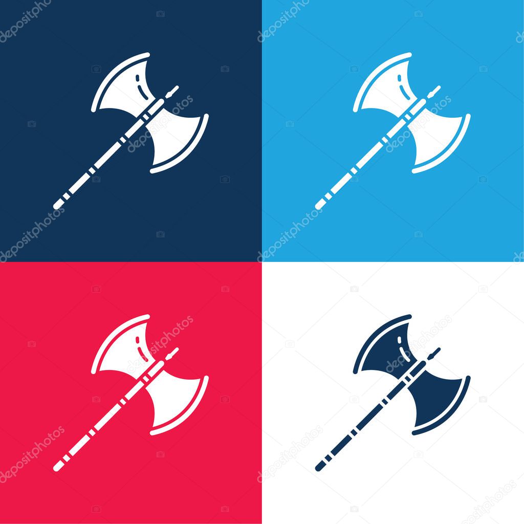 Axe blue and red four color minimal icon set