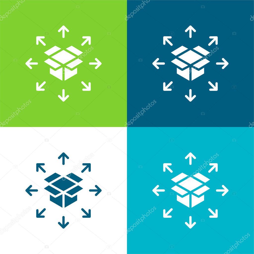 Box Flat four color minimal icon set