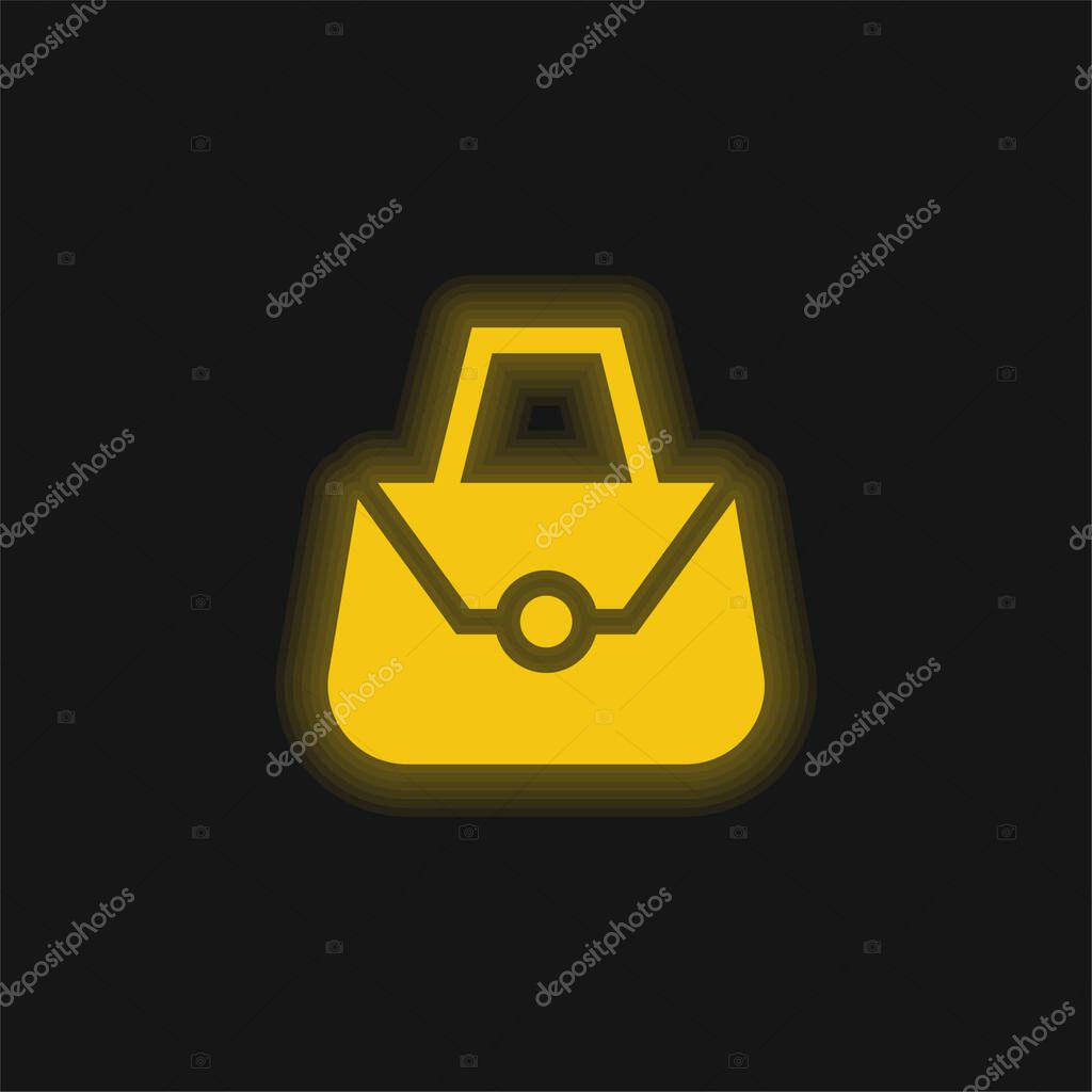 Bag yellow glowing neon icon