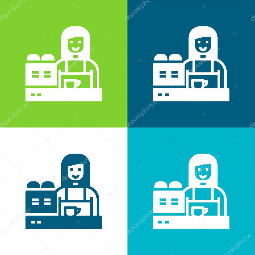 Barista Flat four color minimal icon set