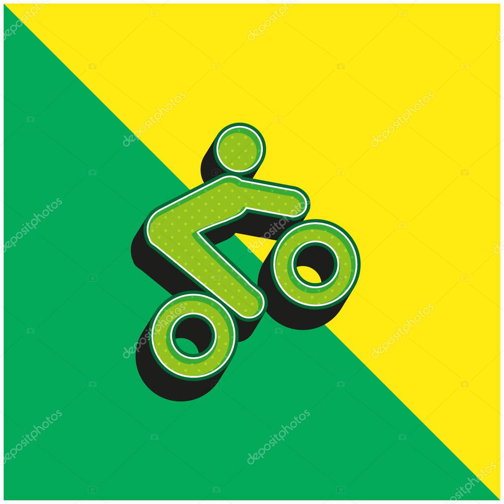 Bike Tricks Green and yellow modern 3d vector icon logo