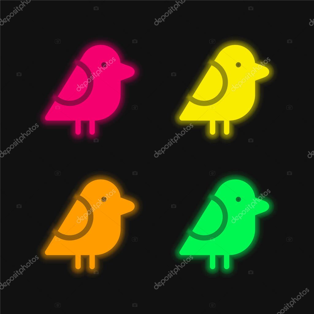 Bird four color glowing neon vector icon