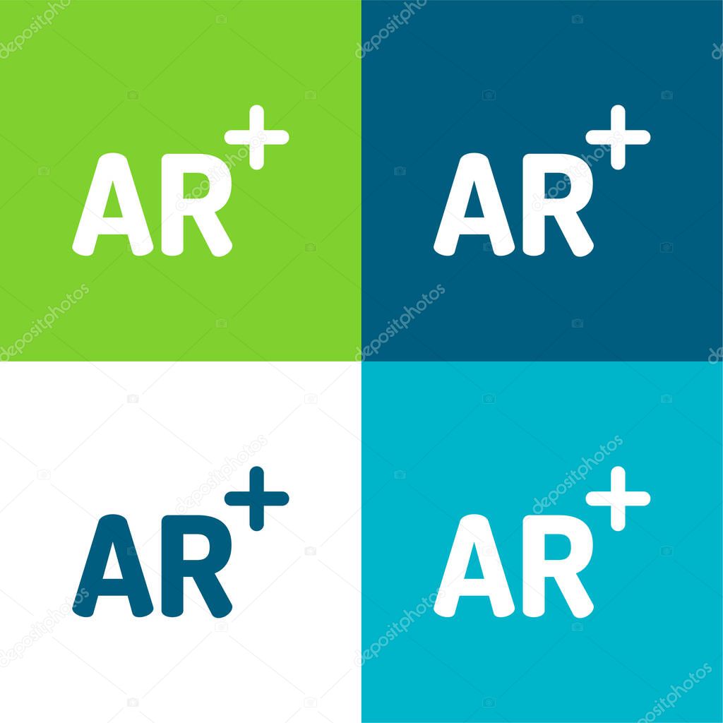 Augmented Reality Flat four color minimal icon set