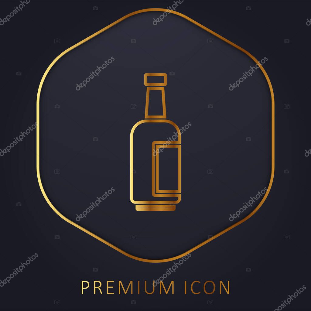 Bottle golden line premium logo or icon