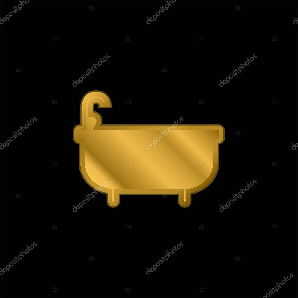 Bathtube gold plated metalic icon or logo vector