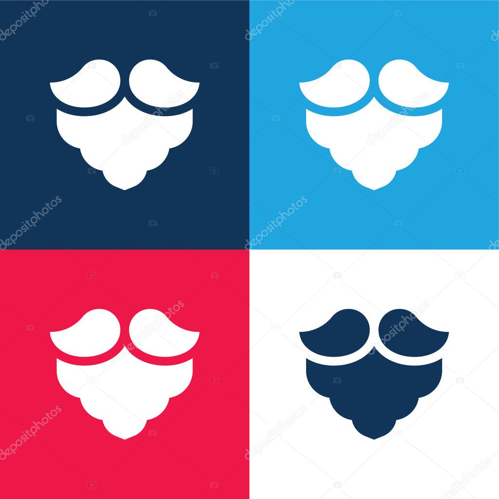 Beard blue and red four color minimal icon set
