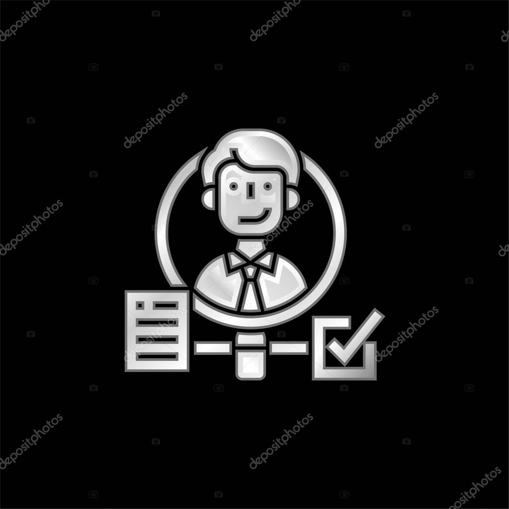 Background Check silver plated metallic icon