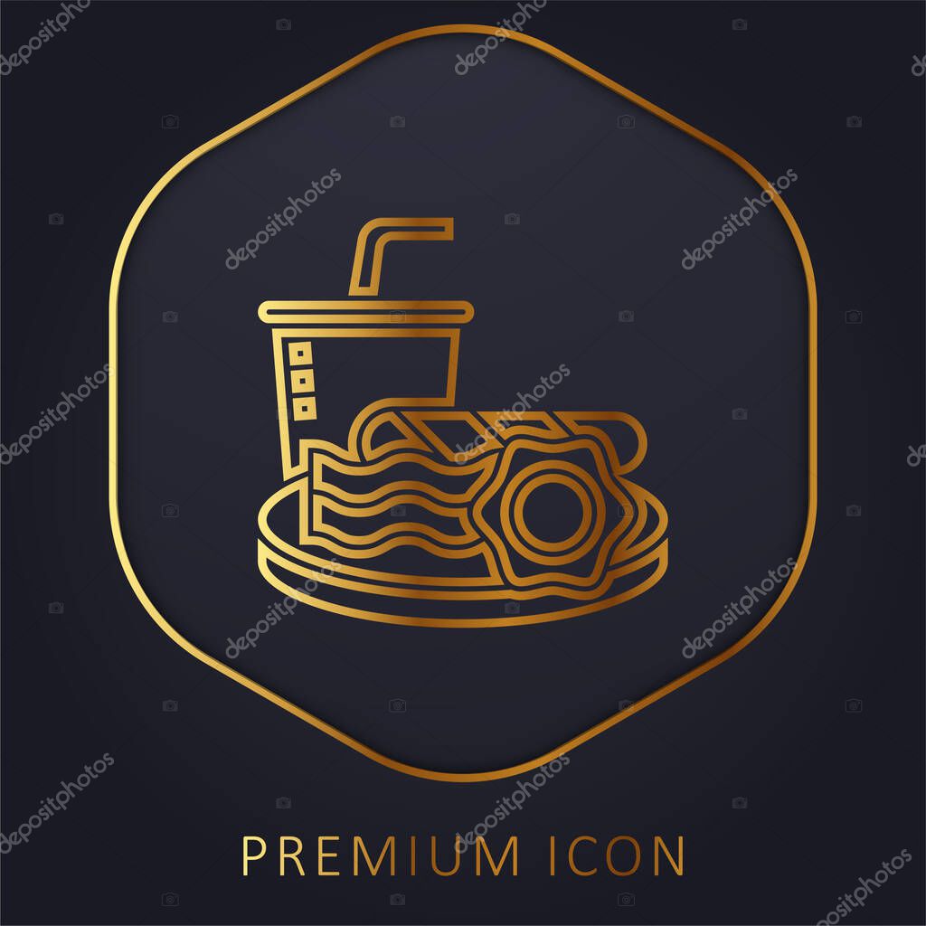 Breakfast golden line premium logo or icon
