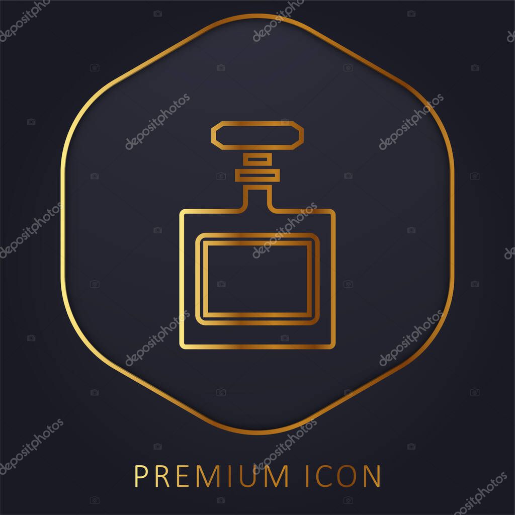 Bottle golden line premium logo or icon