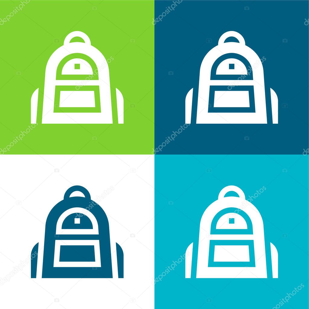 Backpack Flat four color minimal icon set