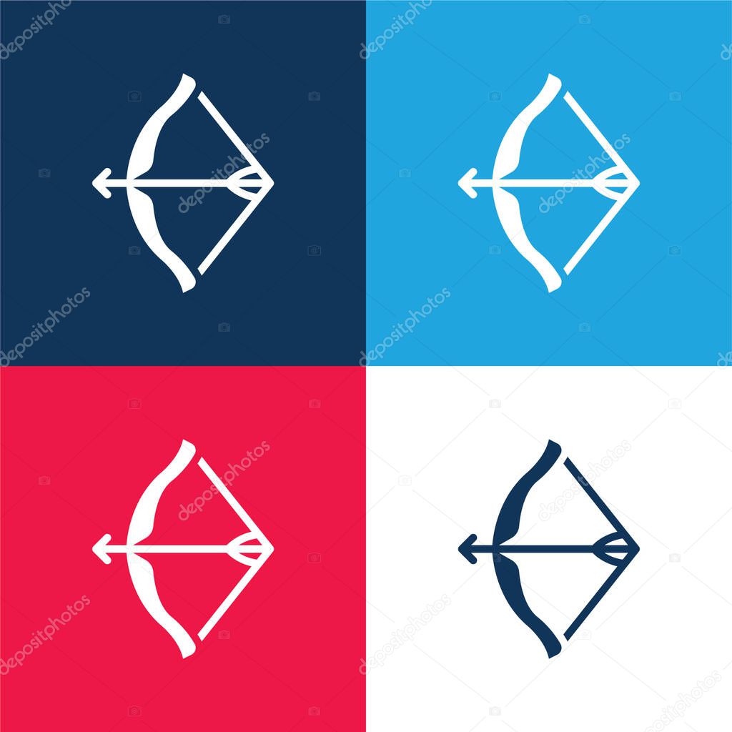 Bow blue and red four color minimal icon set