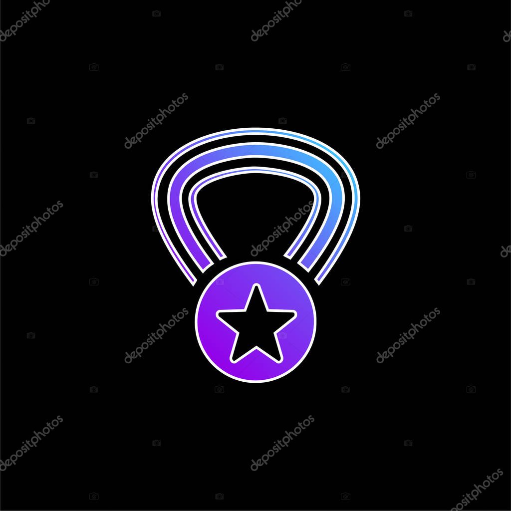 Award Medal With A Star On A Necklace blue gradient vector icon