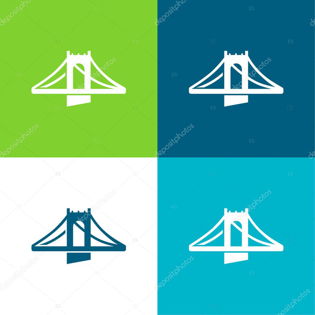Bridge Flat four color minimal icon set