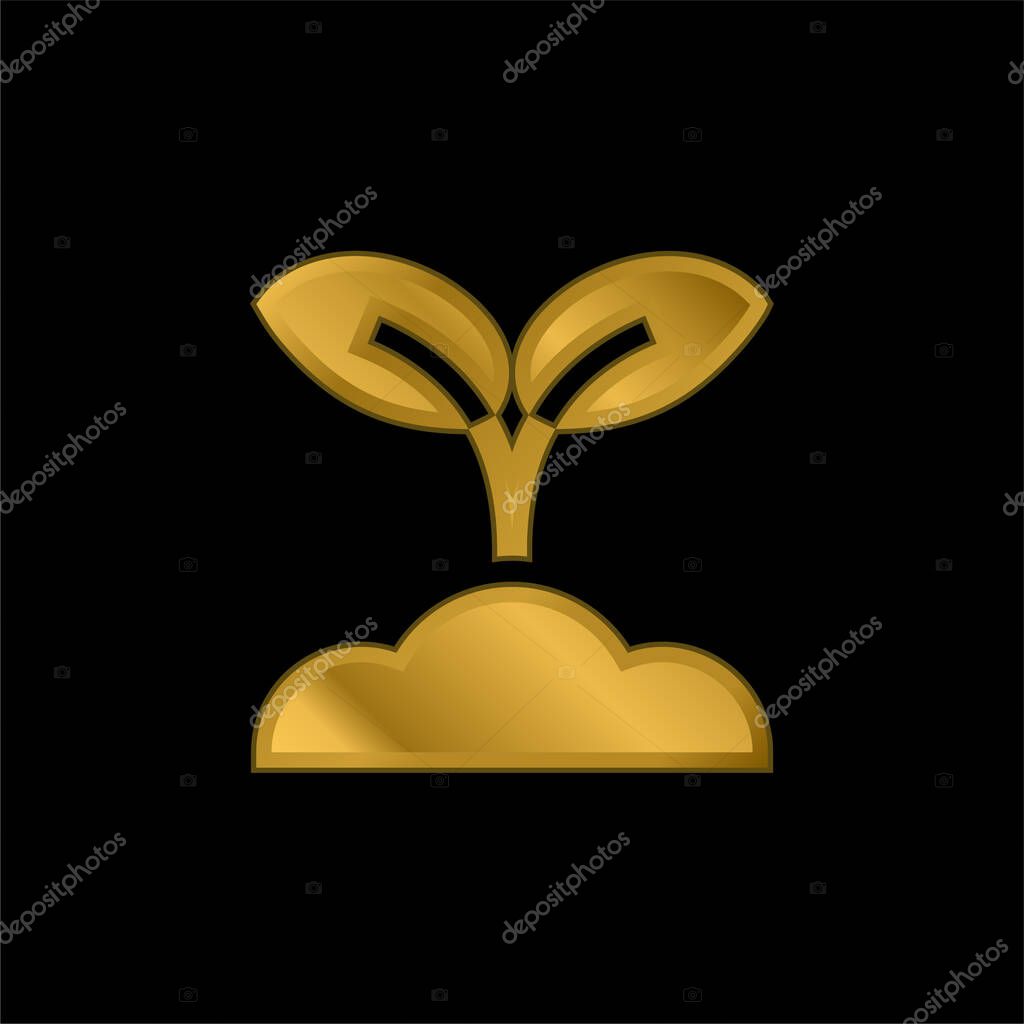 Agriculture gold plated metalic icon or logo vector