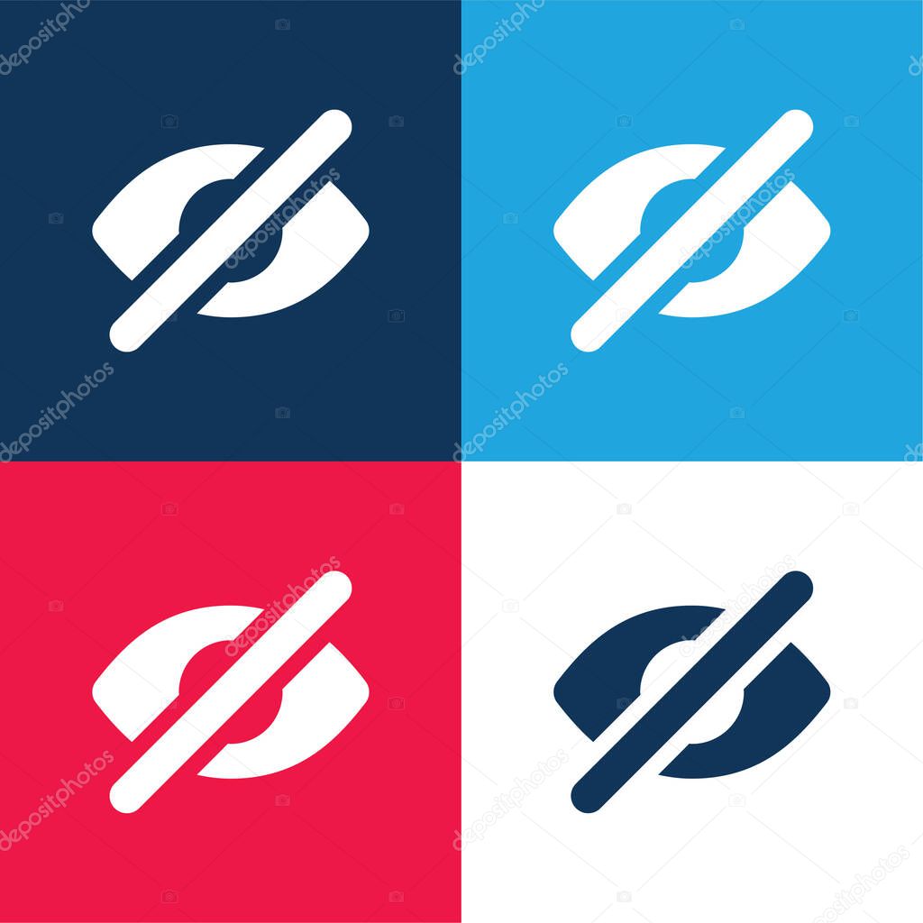 Blind blue and red four color minimal icon set