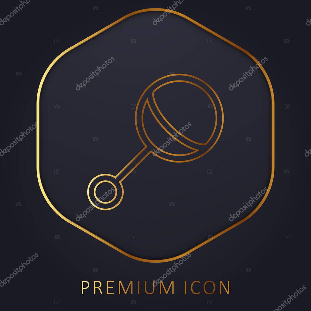 Baby Rattle golden line premium logo or icon