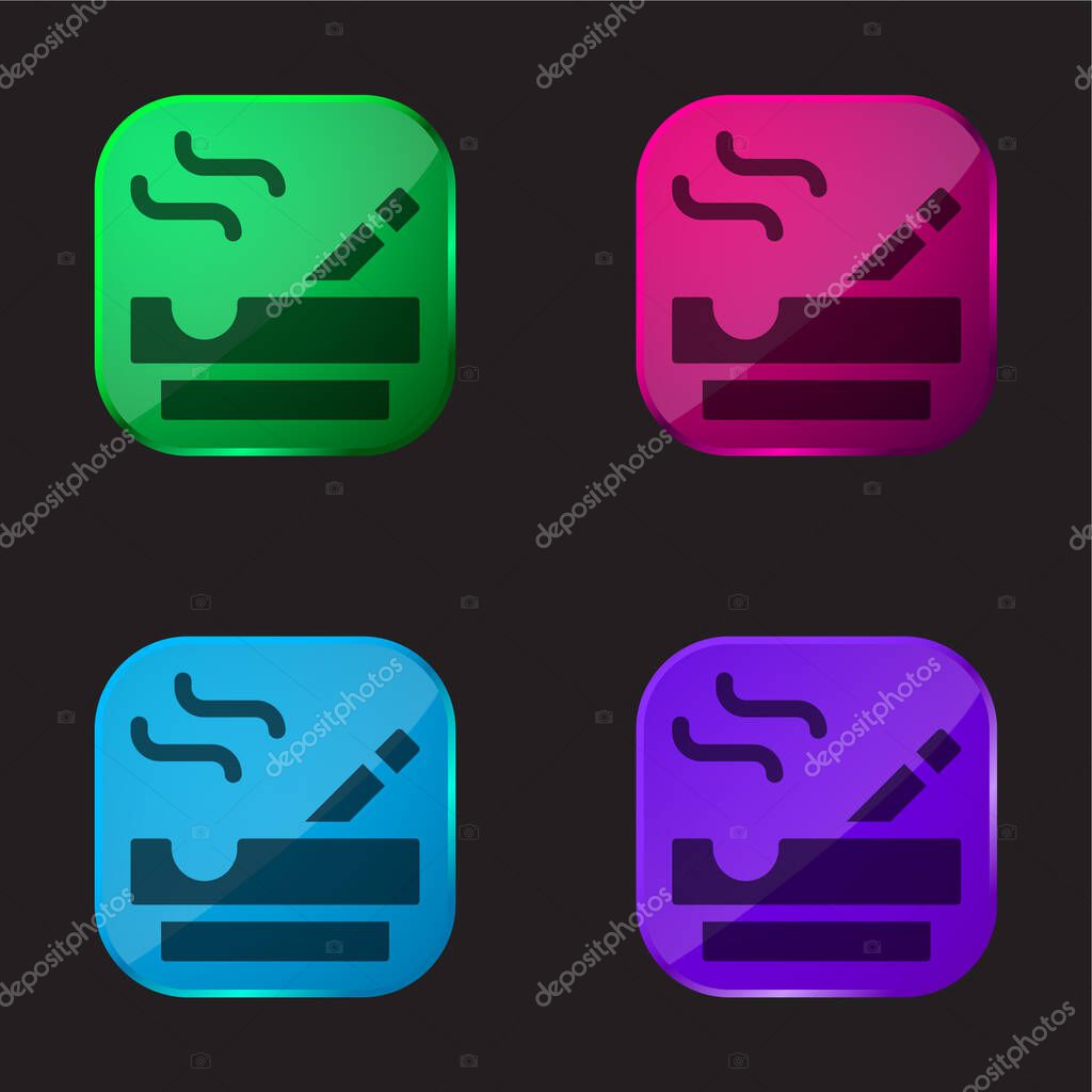 Ashtray four color glass button icon