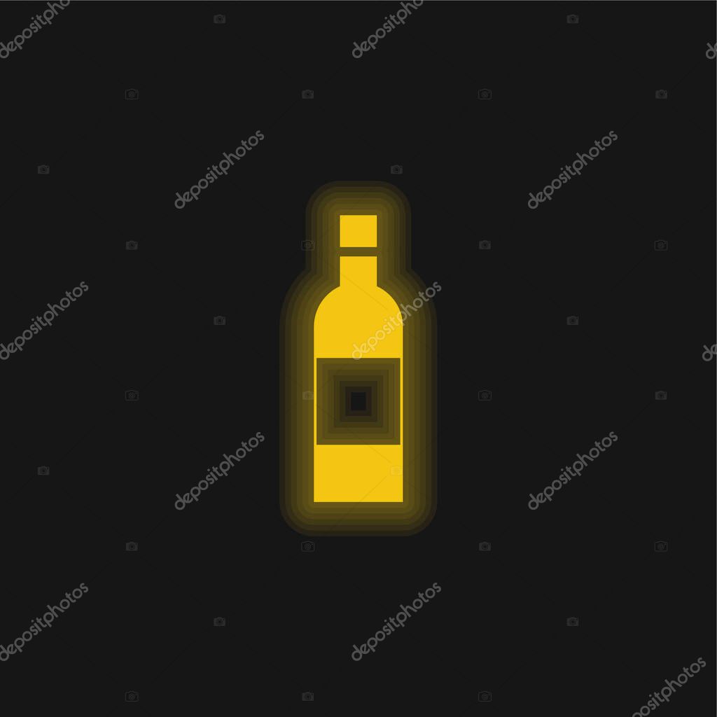 Bottle yellow glowing neon icon