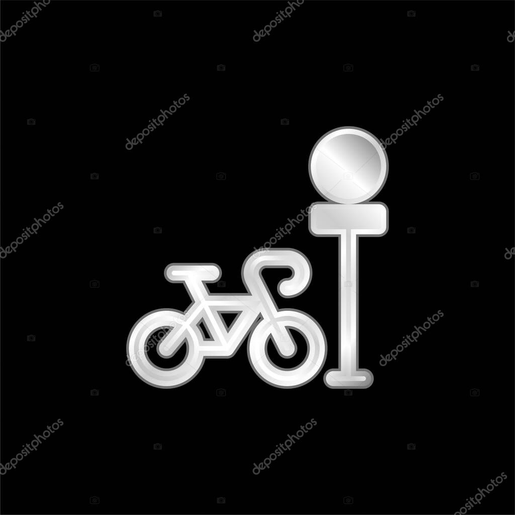 Bike Parking silver plated metallic icon