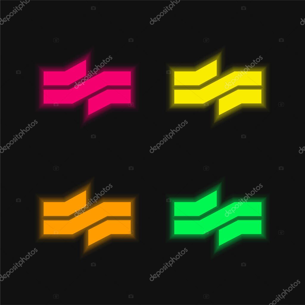Amsterdam Metro Logo four color glowing neon vector icon
