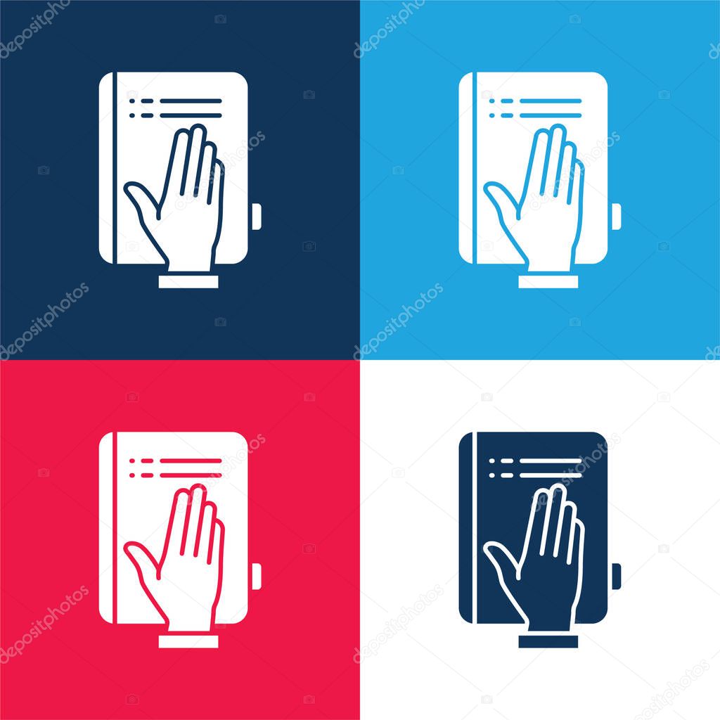 Book blue and red four color minimal icon set