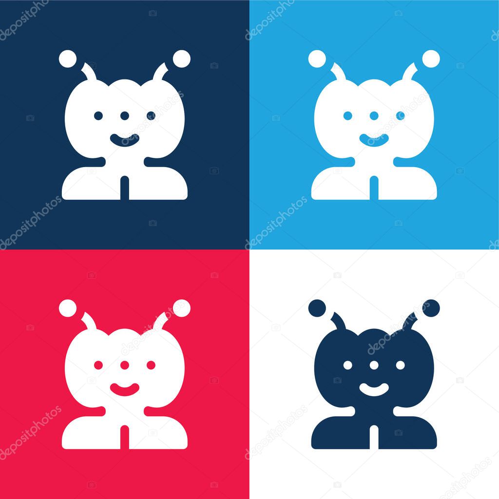 Alien blue and red four color minimal icon set
