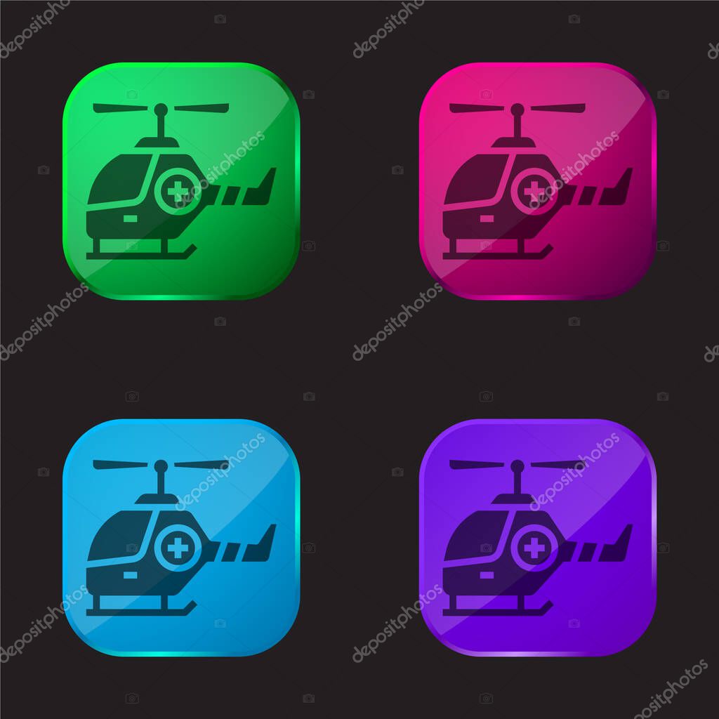 Air Ambulance four color glass button icon