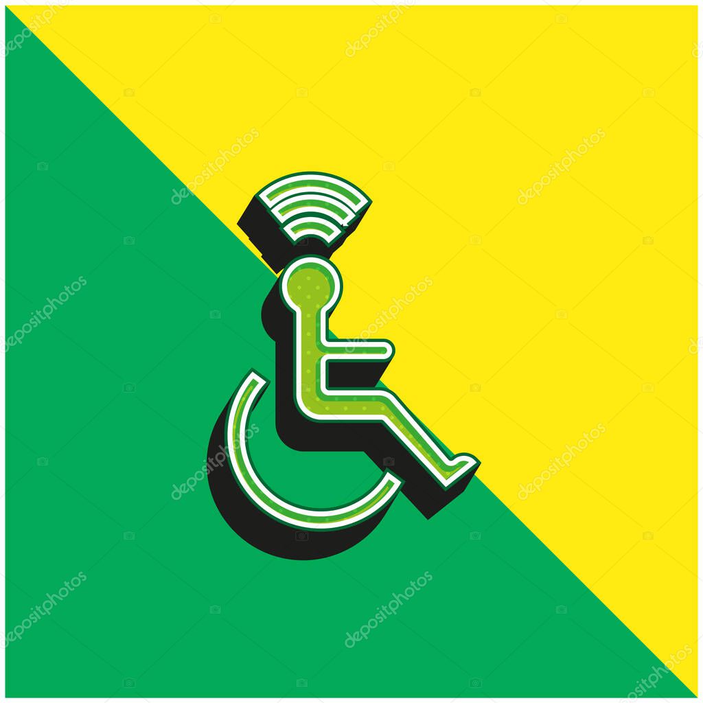 Accesibility Green and yellow modern 3d vector icon logo