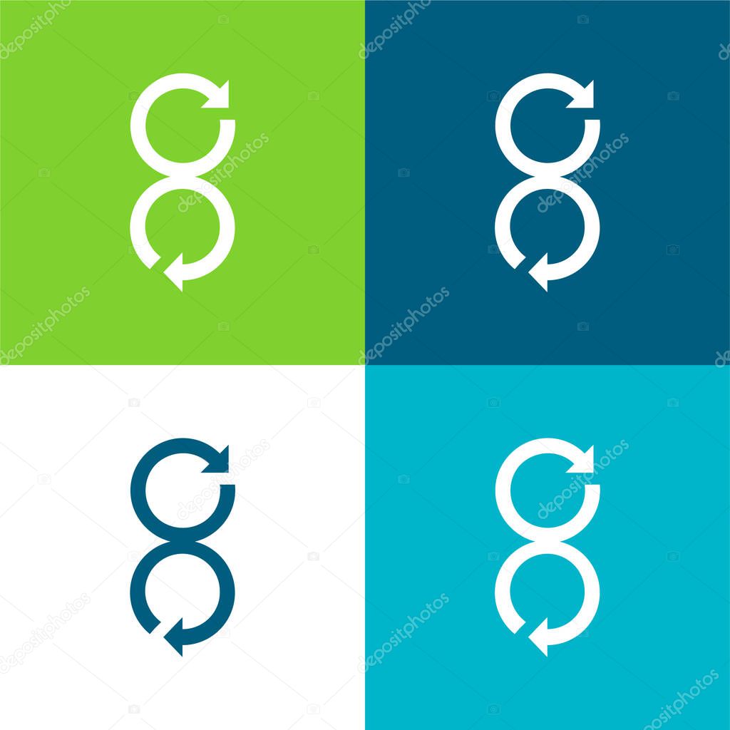 Arrows Rotating In Opposite Directions Flat four color minimal icon set