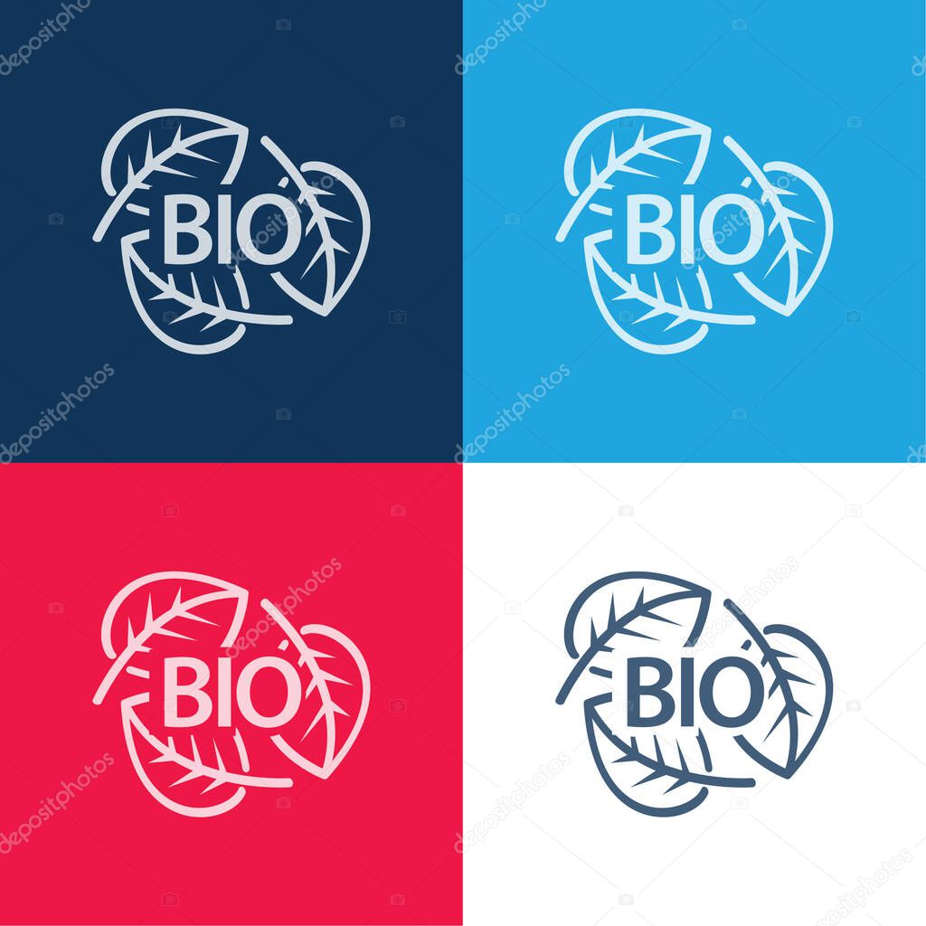 Bio Mass Eco Energy blue and red four color minimal icon set