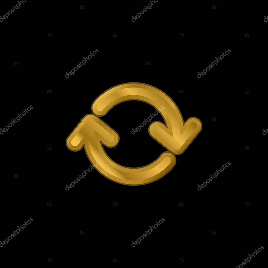 Arrows Circle gold plated metalic icon or logo vector