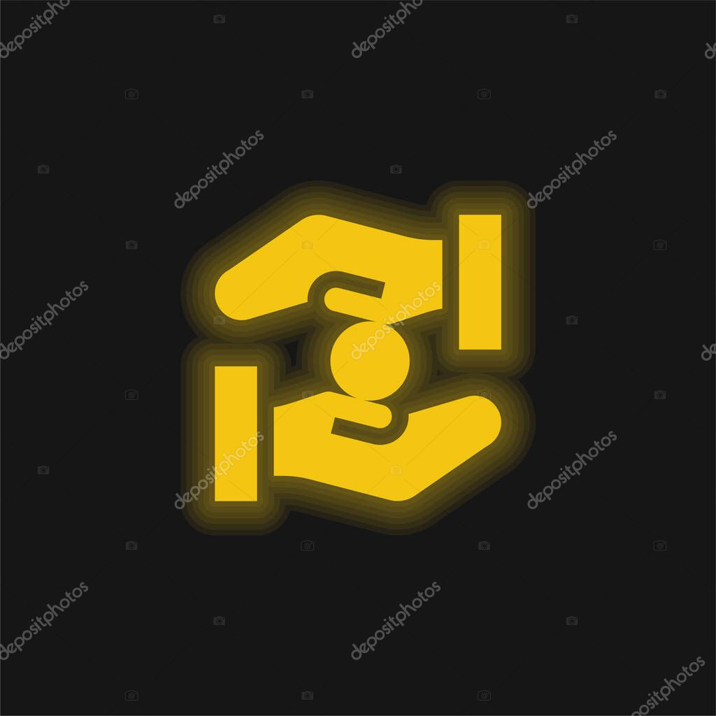 Alms yellow glowing neon icon