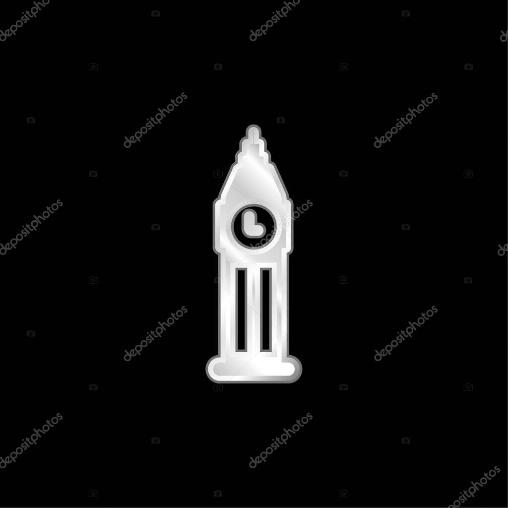 Big Ben silver plated metallic icon