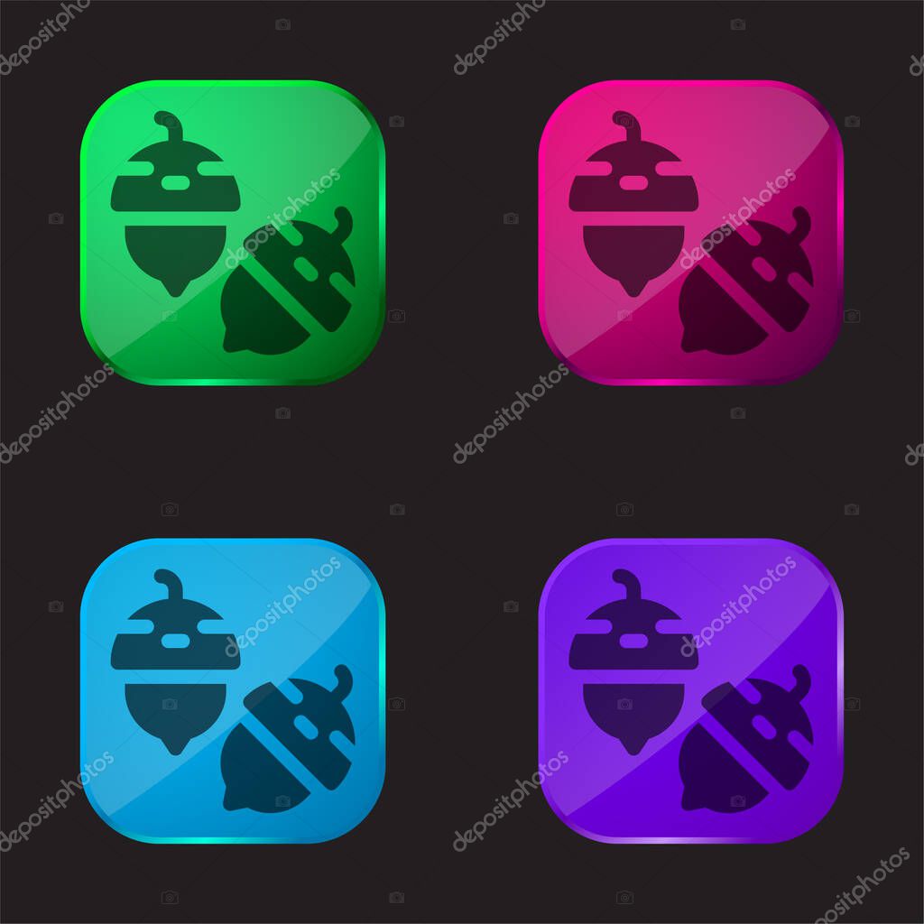 Acorn four color glass button icon