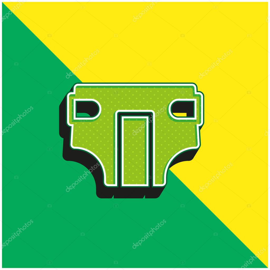 Adult Diaper Green and yellow modern 3d vector icon logo