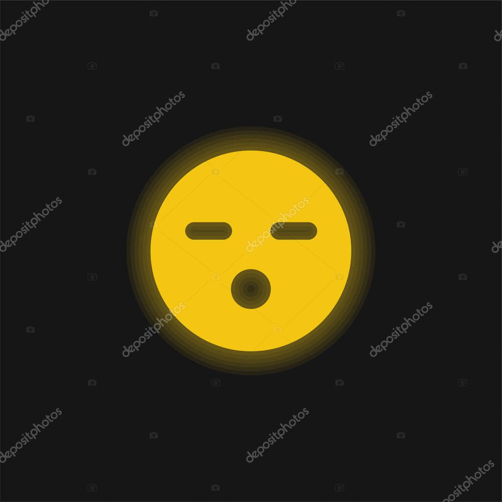 Boring Face yellow glowing neon icon