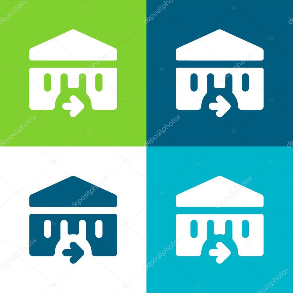 Bank Flat four color minimal icon set
