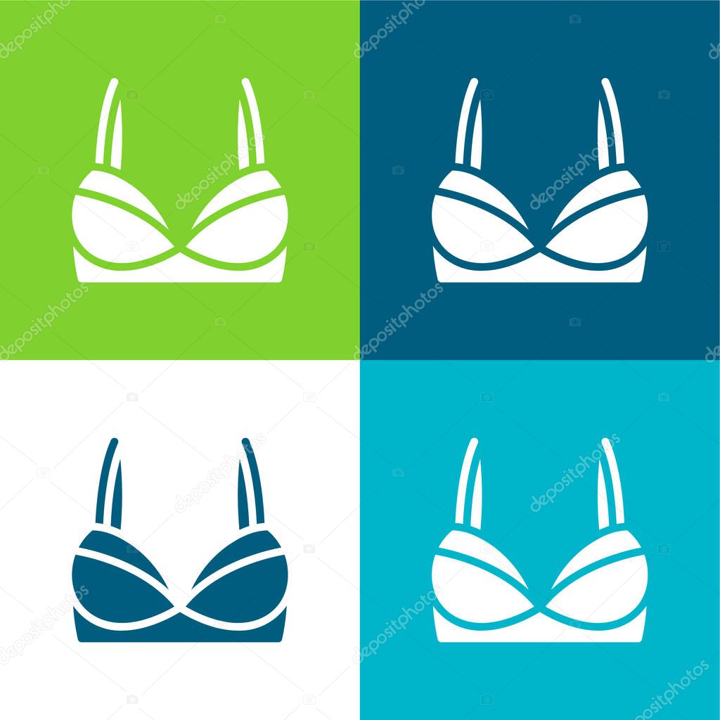 Brassiere Flat four color minimal icon set