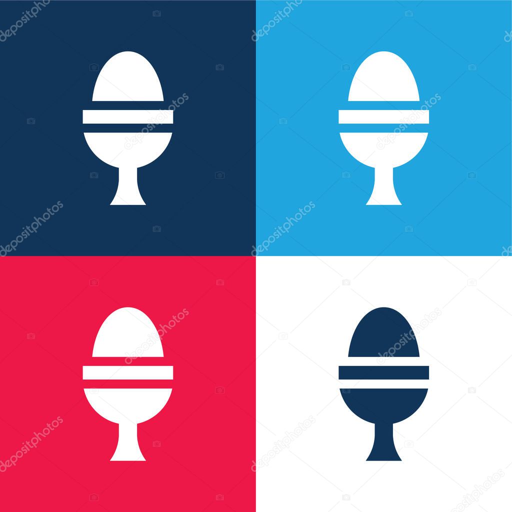 Boiled Egg blue and red four color minimal icon set