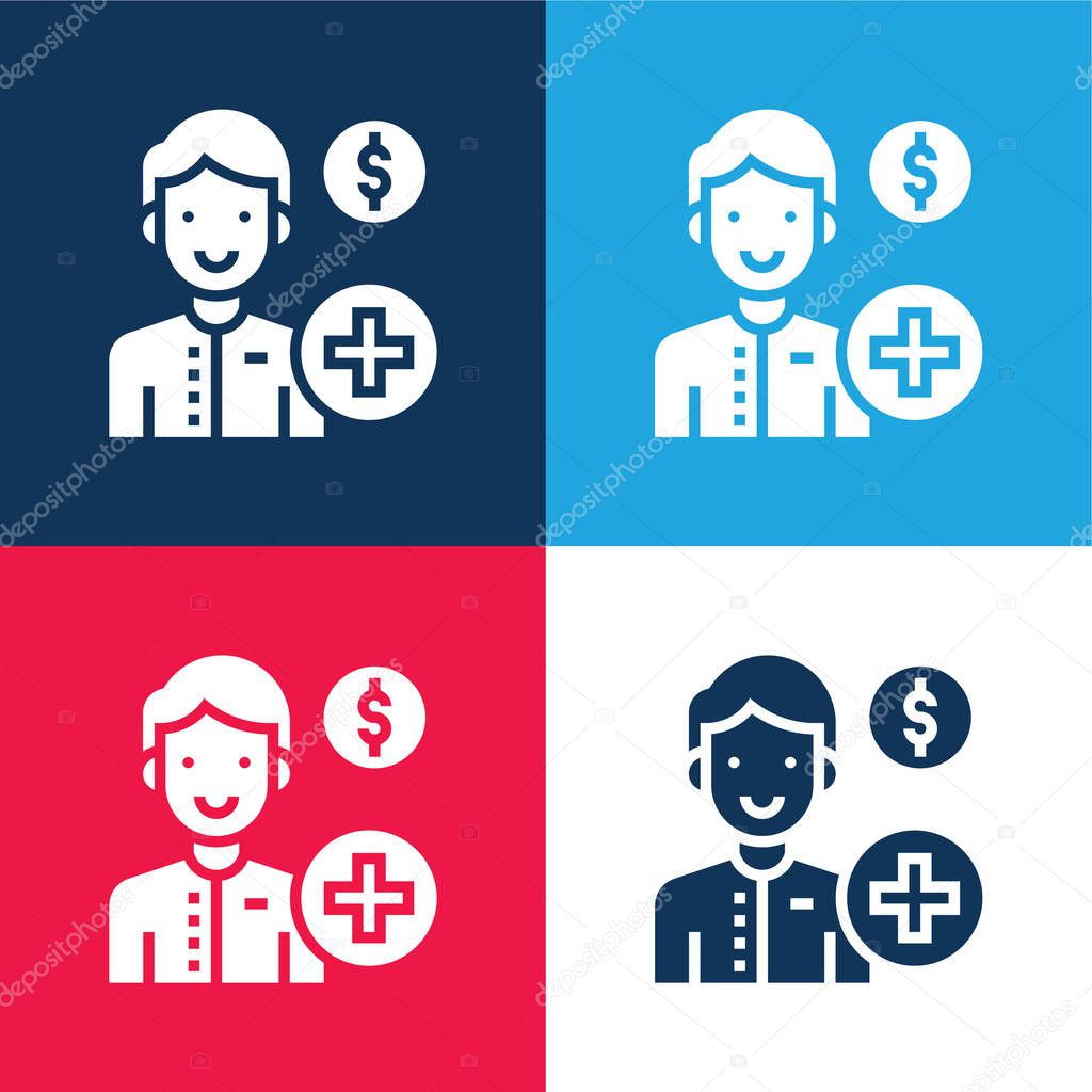 Account blue and red four color minimal icon set