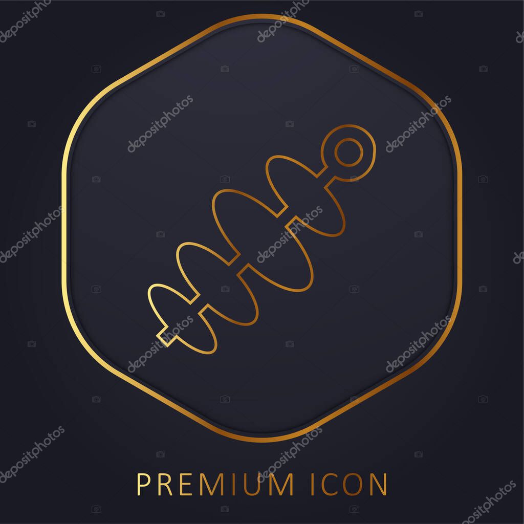Bbq Skewers golden line premium logo or icon