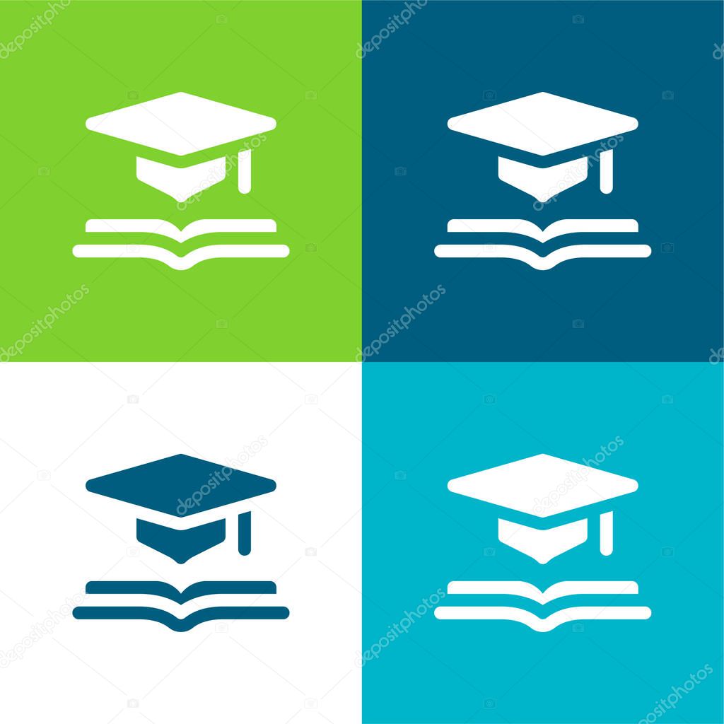 Academic Flat four color minimal icon set