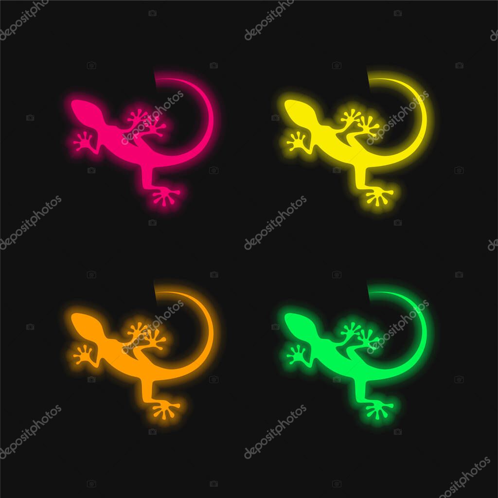 Animal four color glowing neon vector icon